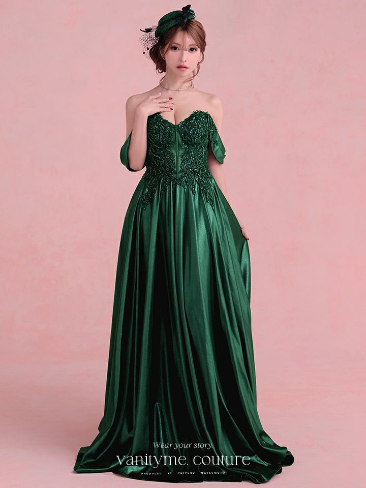 vanityME.couture. バニティミークチュール Noble Emerald Couture ノーブル・エメラルド・クチュール ロングドレス 緑 クール vctr-l-cds525-2