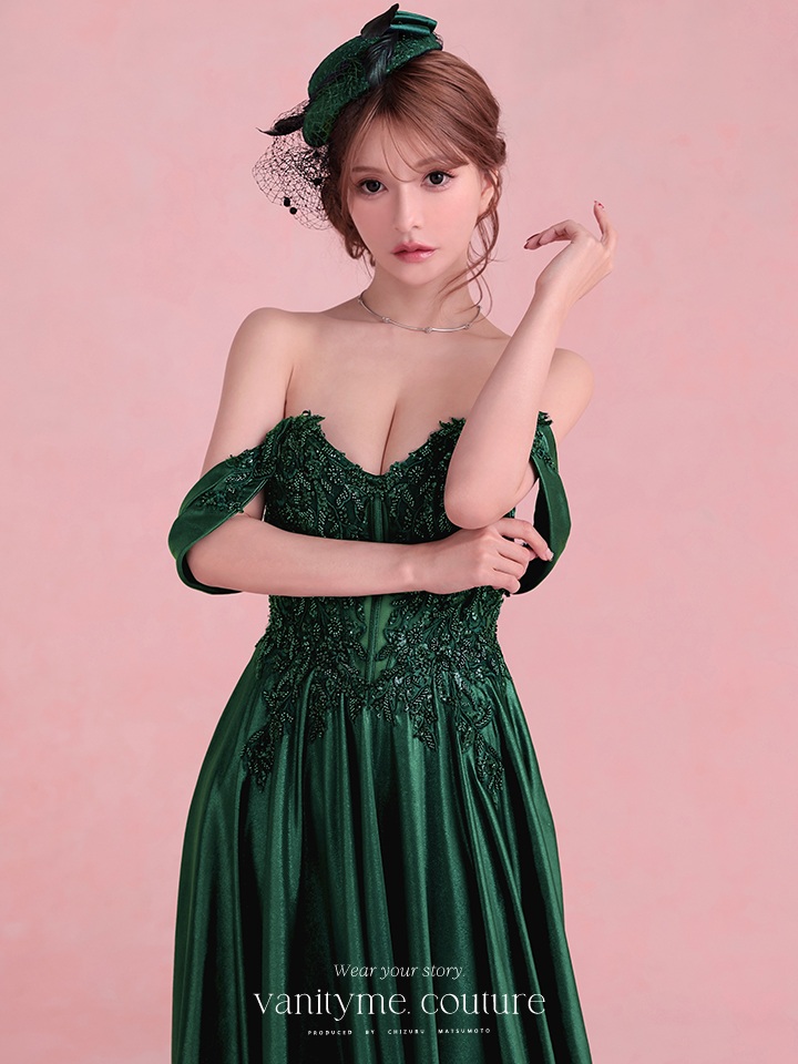 vanityME.couture. バニティミークチュール Noble Emerald Couture ノーブル・エメラルド・クチュール ロングドレス 緑 クール vctr-l-cds525-2