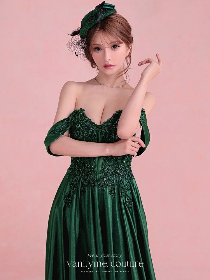 vanityME.couture. バニティミークチュール Noble Emerald Couture ノーブル・エメラルド・クチュール ロングドレス 緑 クール vctr-l-cds525-2
