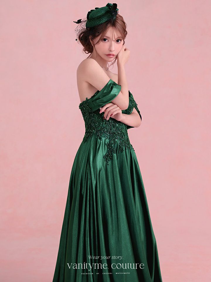 vanityME.couture. バニティミークチュール Noble Emerald Couture ノーブル・エメラルド・クチュール ロングドレス 緑 クール vctr-l-cds525-2