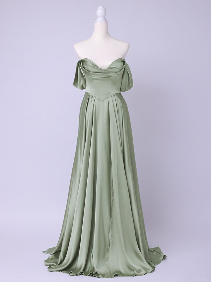 vanityME.couture. バニティミークチュール Silky Sage Couture シルキー・セージ・クチュール ロングドレス 緑 サテン シンプル vctr-l-7449-1