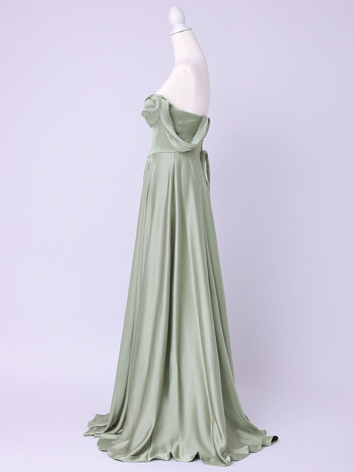 vanityME.couture. バニティミークチュール Silky Sage Couture シルキー・セージ・クチュール ロングドレス 緑 サテン シンプル vctr-l-7449-1