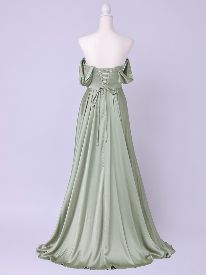 vanityME.couture. バニティミークチュール Silky Sage Couture シルキー・セージ・クチュール ロングドレス 緑 サテン シンプル vctr-l-7449-1