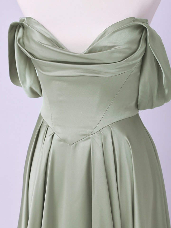 vanityME.couture. バニティミークチュール Silky Sage Couture シルキー・セージ・クチュール ロングドレス 緑 サテン シンプル vctr-l-7449-1