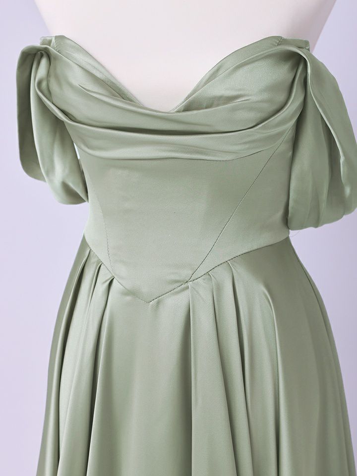 vanityME.couture. バニティミークチュール Silky Sage Couture シルキー・セージ・クチュール ロングドレス 緑 サテン シンプル vctr-l-7449-1