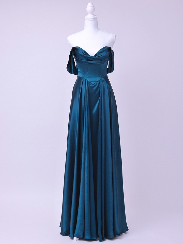 vanityME.couture. バニティミークチュール Silky FrenchNavy Couture シルキー・フレンチネイビー・クチュール ロングドレス 紺 サテン シンプル vctr-l-7449-3