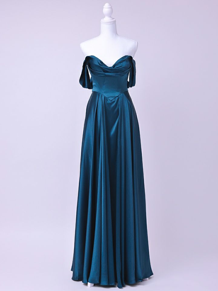 vanityME.couture. バニティミークチュール Silky FrenchNavy Couture シルキー・フレンチネイビー・クチュール ロングドレス 紺 サテン シンプル vctr-l-7449-3