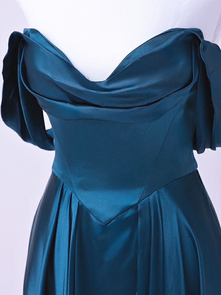 vanityME.couture. バニティミークチュール Silky FrenchNavy Couture シルキー・フレンチネイビー・クチュール ロングドレス 紺 サテン シンプル vctr-l-7449-3