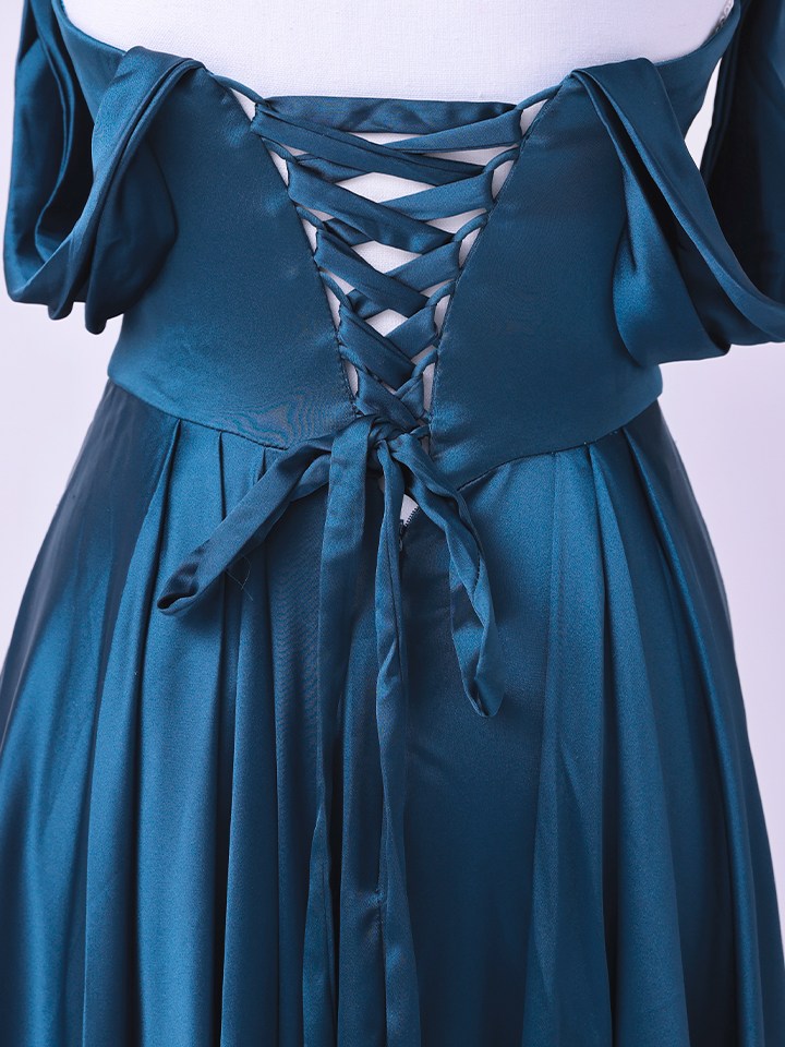 vanityME.couture. バニティミークチュール Silky FrenchNavy Couture シルキー・フレンチネイビー・クチュール ロングドレス 紺 サテン シンプル vctr-l-7449-3