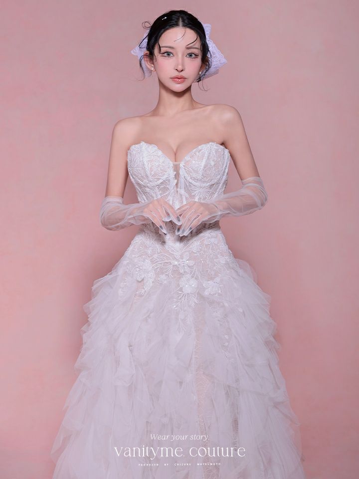 vanityME.couture. バニティミークチュール Blanc Neige Couture ブラン・ネージュ・クチュール ロングドレス 白 ホワイト バースデー vctr-l-wl016