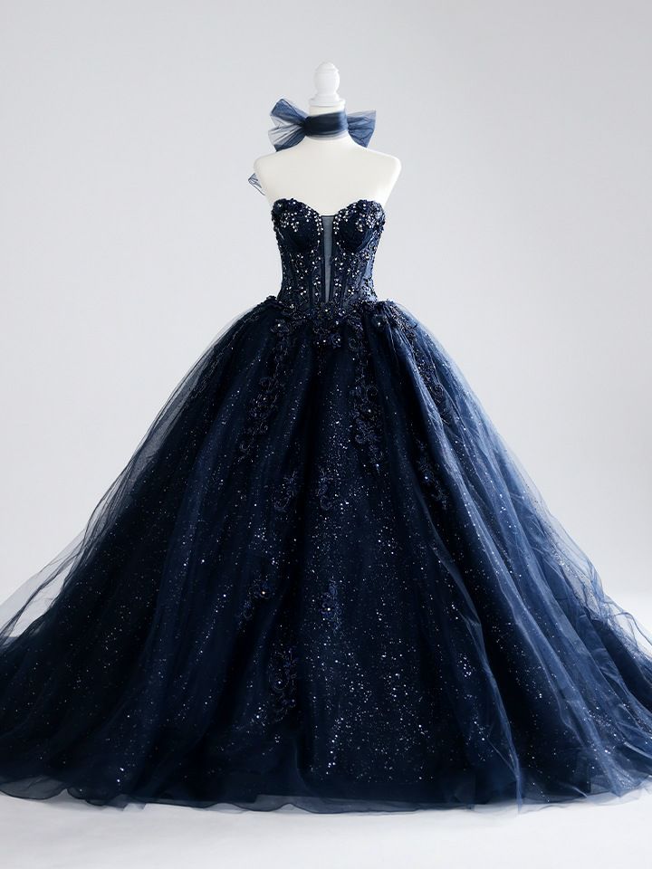 vanityME.couture. バニティミークチュール Galaxy Navy Couture ギャラクシー・ネイビー・クチュール ロングドレス バースデー キラキラ グリッター 紺 vctr-l-5061