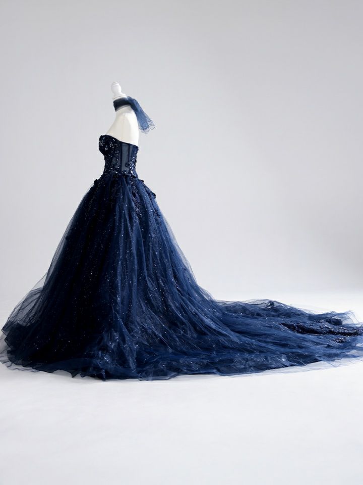 vanityME.couture. バニティミークチュール Galaxy Navy Couture ギャラクシー・ネイビー・クチュール ロングドレス バースデー キラキラ グリッター 紺 vctr-l-5061