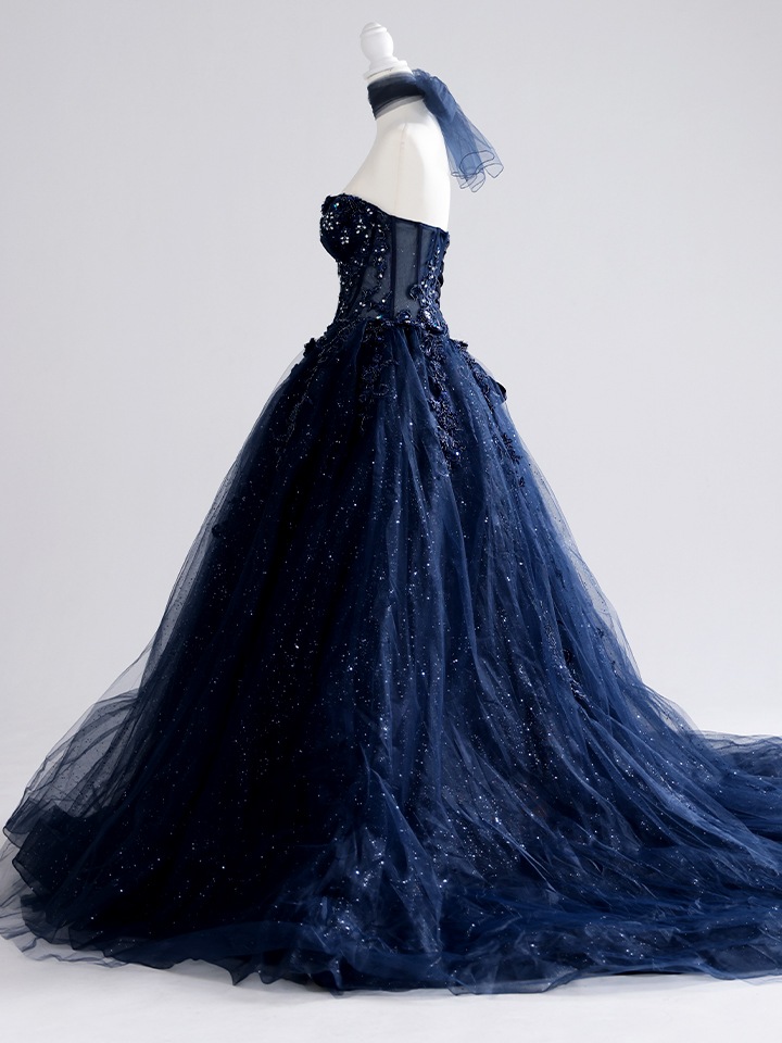 vanityME.couture. バニティミークチュール Galaxy Navy Couture ギャラクシー・ネイビー・クチュール ロングドレス バースデー キラキラ グリッター 紺 vctr-l-5061