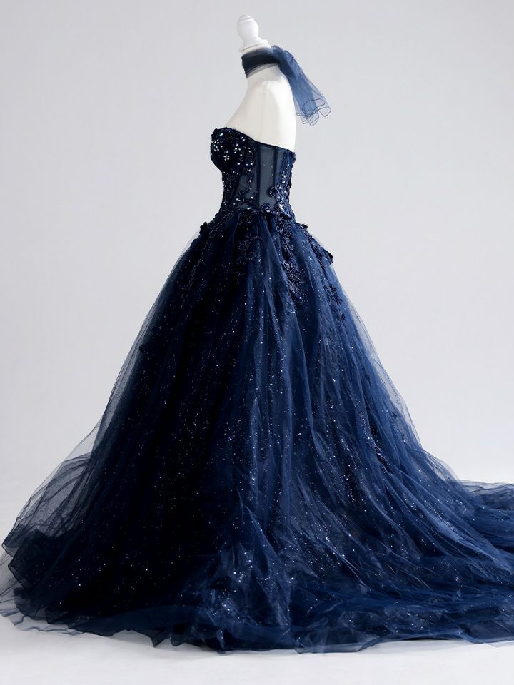 vanityME.couture. バニティミークチュール Galaxy Navy Couture ギャラクシー・ネイビー・クチュール ロングドレス バースデー キラキラ グリッター 紺 vctr-l-5061