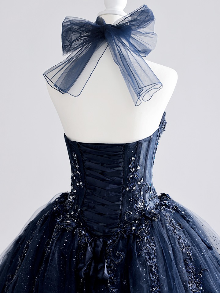 vanityME.couture. バニティミークチュール Galaxy Navy Couture ギャラクシー・ネイビー・クチュール ロングドレス バースデー キラキラ グリッター 紺 vctr-l-5061