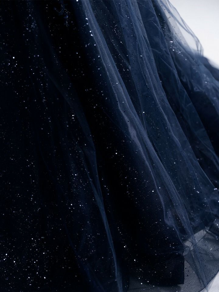 vanityME.couture. バニティミークチュール Galaxy Navy Couture ギャラクシー・ネイビー・クチュール ロングドレス バースデー キラキラ グリッター 紺 vctr-l-5061