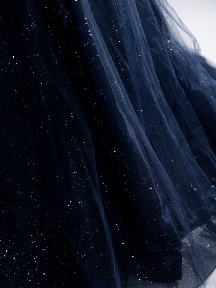 vanityME.couture. バニティミークチュール Galaxy Navy Couture ギャラクシー・ネイビー・クチュール ロングドレス バースデー キラキラ グリッター 紺 vctr-l-5061