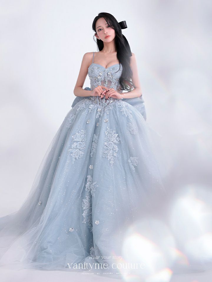 vanityME.couture. バニティミークチュール Dusty Ange Couture ダスティ・アンジュ・クチュール ロングドレス バースデー ダスティブルー くすみブルー 天使 vctr-l-5073