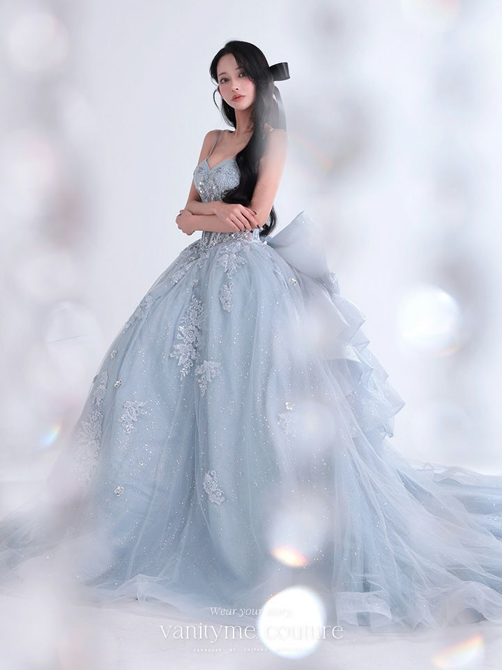 vanityME.couture. バニティミークチュール Dusty Ange Couture ダスティ・アンジュ・クチュール ロングドレス バースデー ダスティブルー くすみブルー 天使 vctr-l-5073