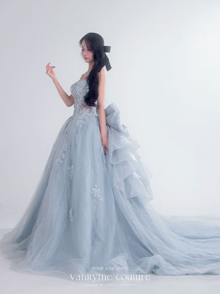 vanityME.couture. バニティミークチュール Dusty Ange Couture ダスティ・アンジュ・クチュール ロングドレス バースデー ダスティブルー くすみブルー 天使 vctr-l-5073