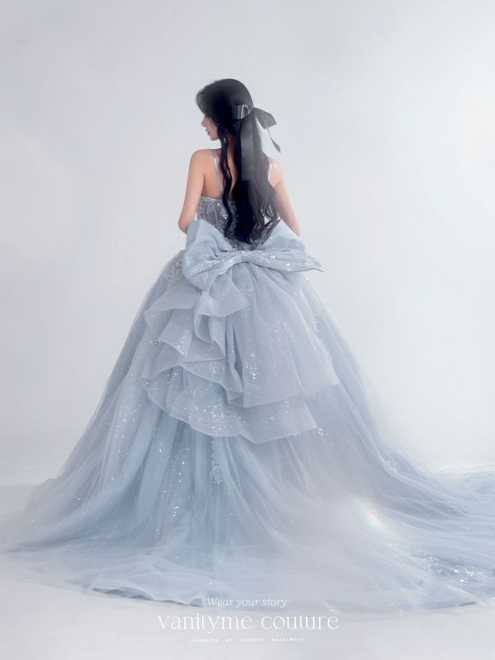 vanityME.couture. バニティミークチュール Dusty Ange Couture ダスティ・アンジュ・クチュール ロングドレス バースデー ダスティブルー くすみブルー 天使 vctr-l-5073