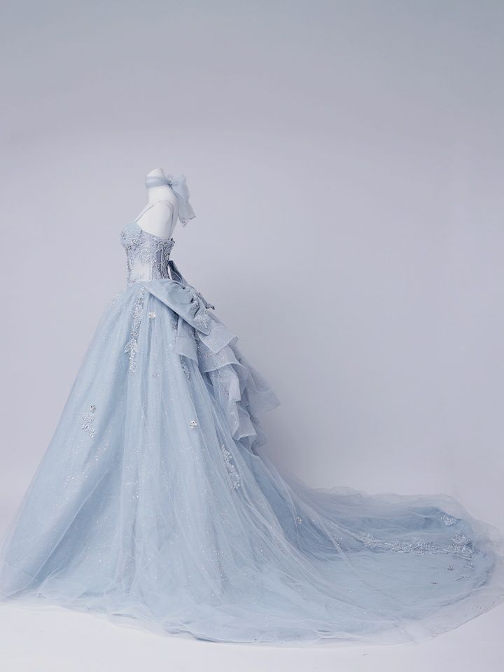 vanityME.couture. バニティミークチュール Dusty Ange Couture ダスティ・アンジュ・クチュール ロングドレス バースデー ダスティブルー くすみブルー 天使 vctr-l-5073