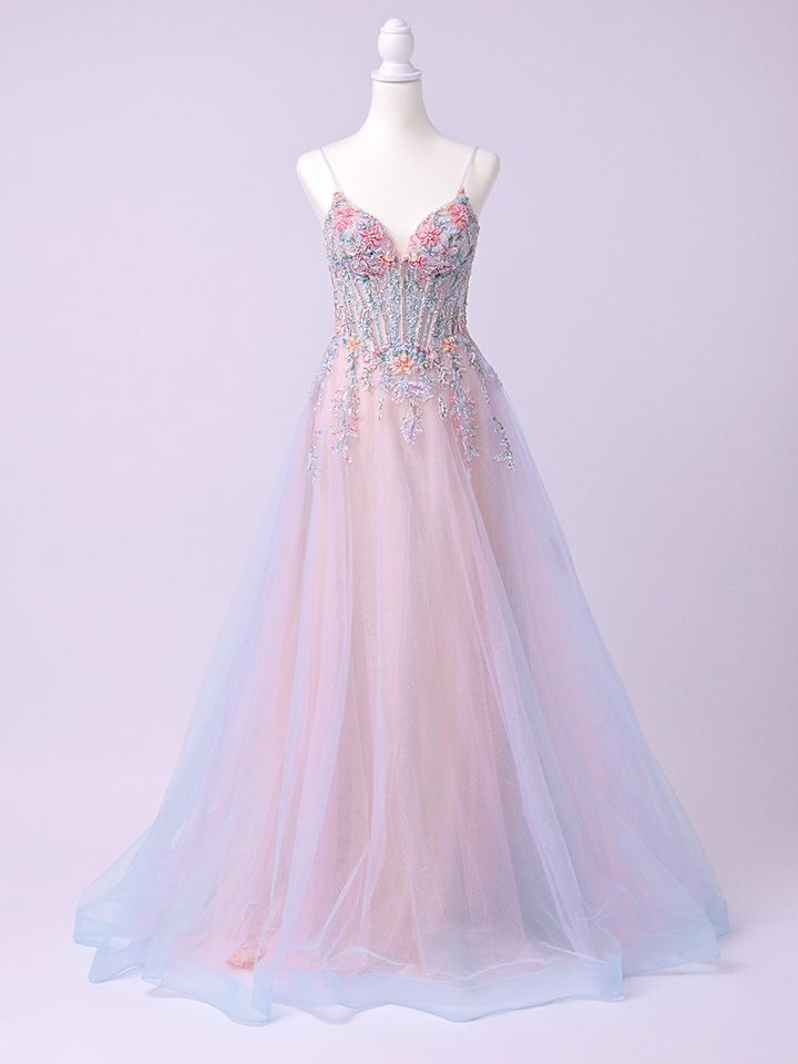 vanityME.couture. バニティミークチュール Aurore Fleur Couture オーロラ・フルール・クチュール ロングドレス パステル グラデーション 刺繍 花柄 バースデー vctr-l-a1477