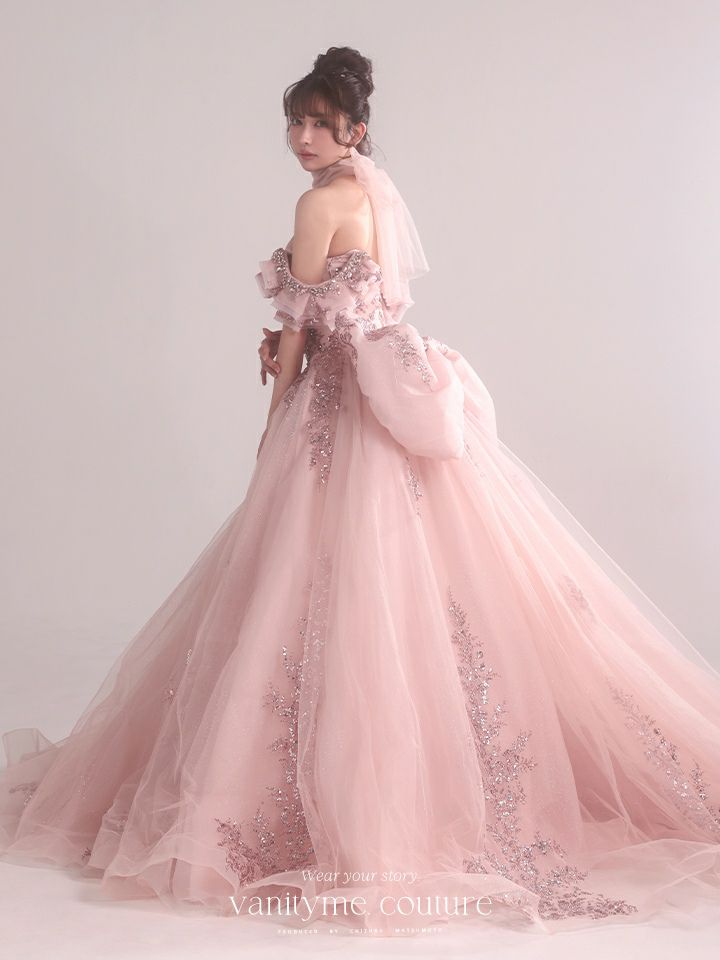 vanityME.couture. バニティミークチュール Dusty Rose Couture ダスティ・ローズ・クチュール ロングドレス ダスティピンク くすみピンク アンティーク グリッター バースデー vctr-l-5106