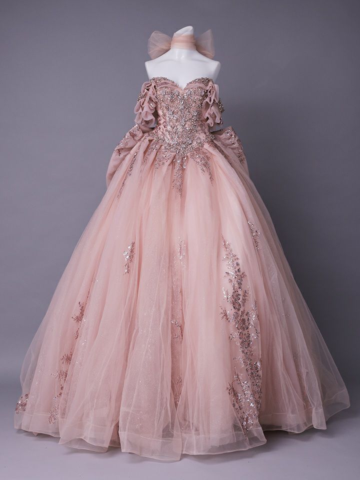 vanityME.couture. バニティミークチュール Dusty Rose Couture ダスティ・ローズ・クチュール ロングドレス ダスティピンク くすみピンク アンティーク グリッター バースデー vctr-l-5106