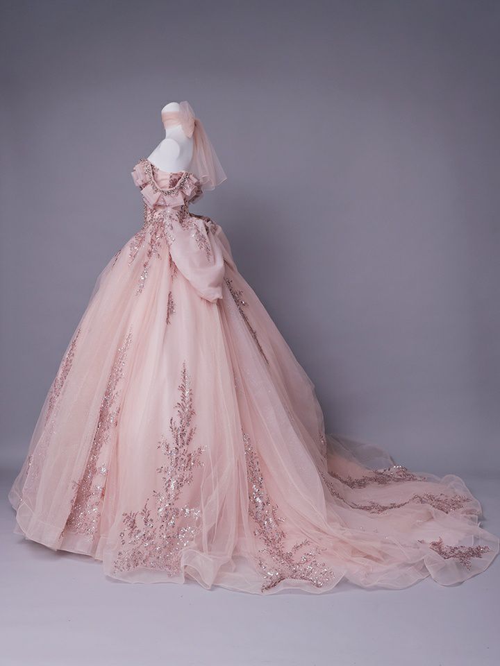 vanityME.couture. バニティミークチュール Dusty Rose Couture ダスティ・ローズ・クチュール ロングドレス ダスティピンク くすみピンク アンティーク グリッター バースデー vctr-l-5106