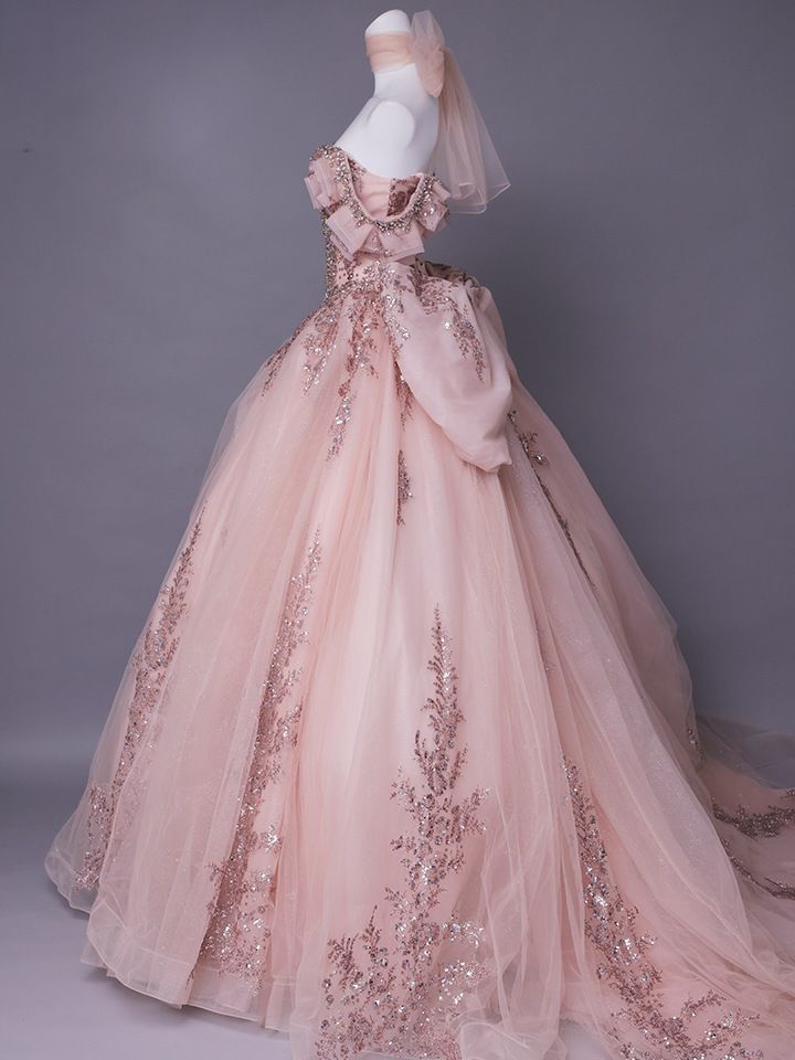 vanityME.couture. バニティミークチュール Dusty Rose Couture ダスティ・ローズ・クチュール ロングドレス ダスティピンク くすみピンク アンティーク グリッター バースデー vctr-l-5106