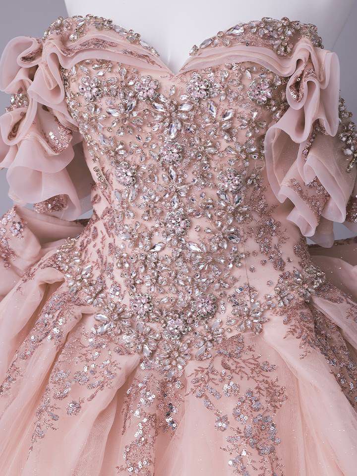 vanityME.couture. バニティミークチュール Dusty Rose Couture ダスティ・ローズ・クチュール ロングドレス ダスティピンク くすみピンク アンティーク グリッター バースデー vctr-l-5106