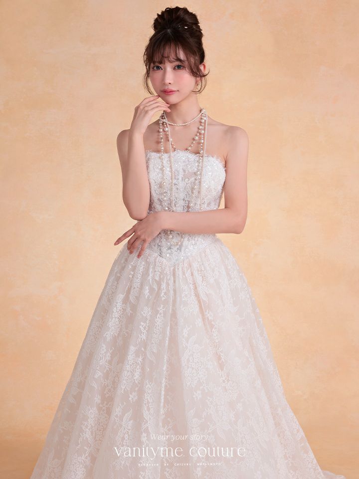 vanityME.couture. バニティミークチュール Blanc Dentelle Couture ブラン・ダンテル・クチュール ロングドレス 白 レース ウェディング バースデー vctr-l-wl061
