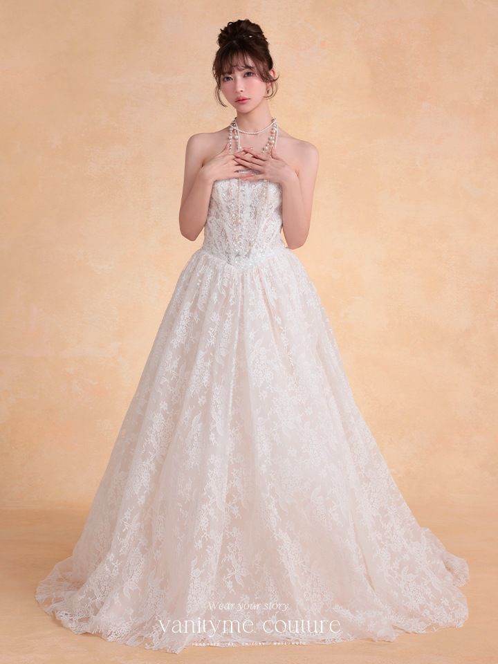vanityME.couture. バニティミークチュール Blanc Dentelle Couture ブラン・ダンテル・クチュール ロングドレス 白 レース ウェディング バースデー vctr-l-wl061