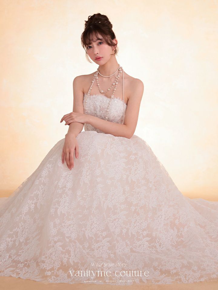 vanityME.couture. バニティミークチュール Blanc Dentelle Couture ブラン・ダンテル・クチュール ロングドレス 白 レース ウェディング バースデー vctr-l-wl061