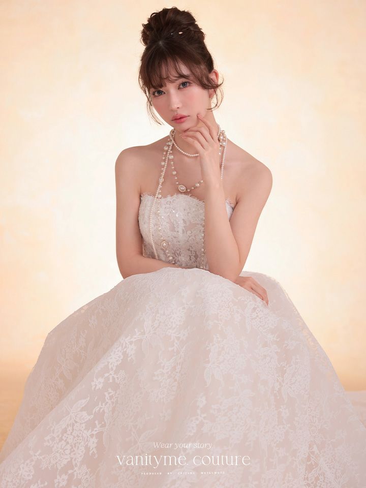 vanityME.couture. バニティミークチュール Blanc Dentelle Couture ブラン・ダンテル・クチュール ロングドレス 白 レース ウェディング バースデー vctr-l-wl061