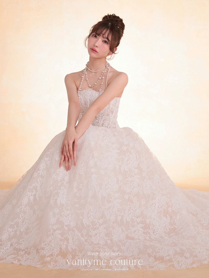 vanityME.couture. バニティミークチュール Blanc Dentelle Couture ブラン・ダンテル・クチュール ロングドレス 白 レース ウェディング バースデー vctr-l-wl061