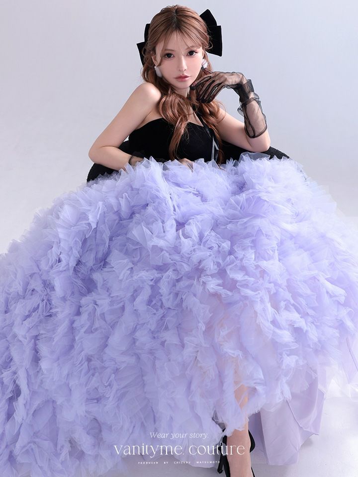 vanityME.couture. バニティミークチュール Quartz Ruffle Couture クォーツ・ラッフル・クチュール ロングドレス バースデー 紫 ボリューム vctr-t-25083-1