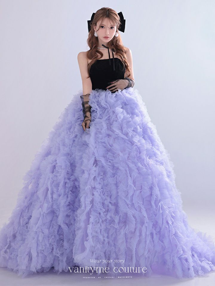 vanityME.couture. バニティミークチュール Quartz Ruffle Couture クォーツ・ラッフル・クチュール ロングドレス バースデー 紫 ボリューム vctr-t-25083-1
