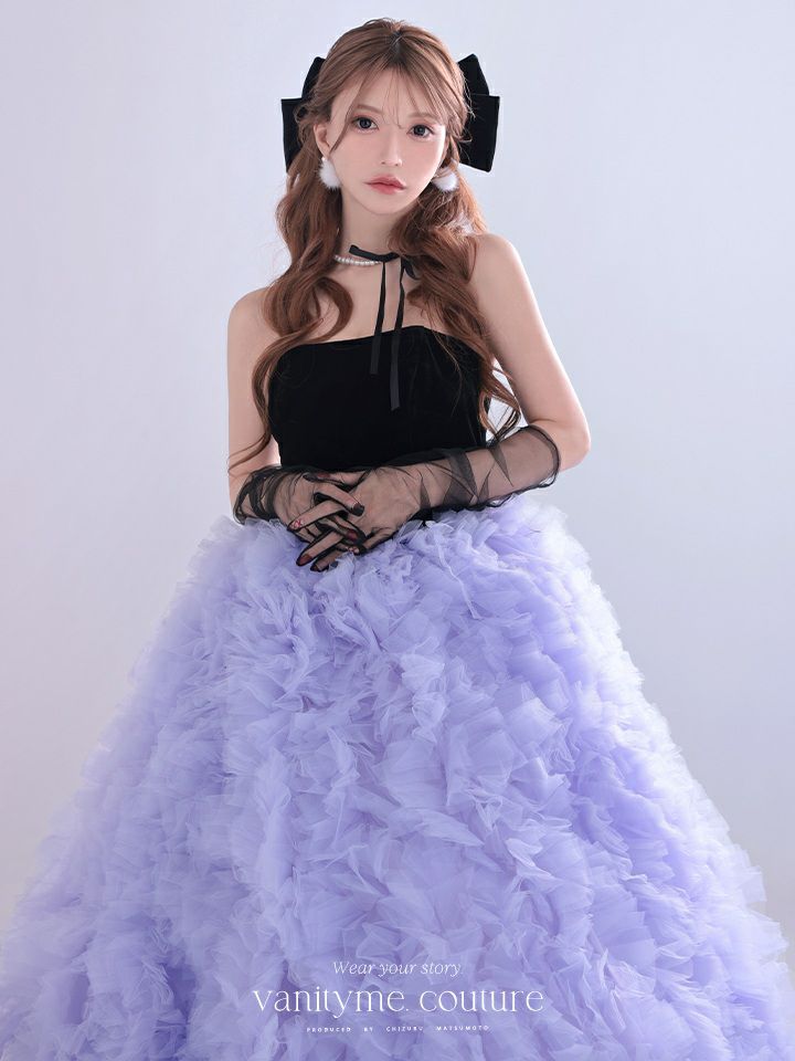 vanityME.couture. バニティミークチュール Quartz Ruffle Couture クォーツ・ラッフル・クチュール ロングドレス バースデー 紫 ボリューム vctr-t-25083-1