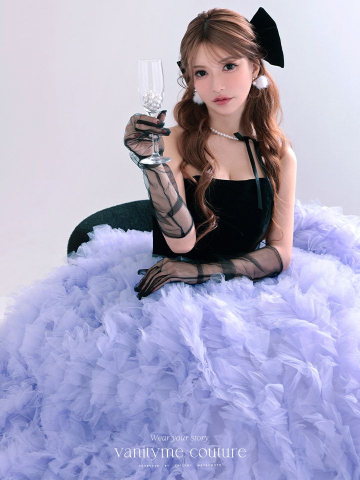 vanityME.couture. バニティミークチュール Quartz Ruffle Couture クォーツ・ラッフル・クチュール ロングドレス バースデー 紫 ボリューム vctr-t-25083-1