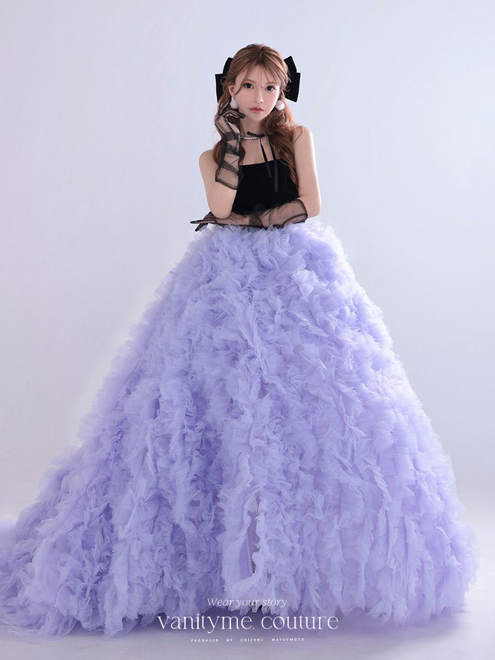 vanityME.couture. バニティミークチュール Quartz Ruffle Couture クォーツ・ラッフル・クチュール ロングドレス バースデー 紫 ボリューム vctr-t-25083-1