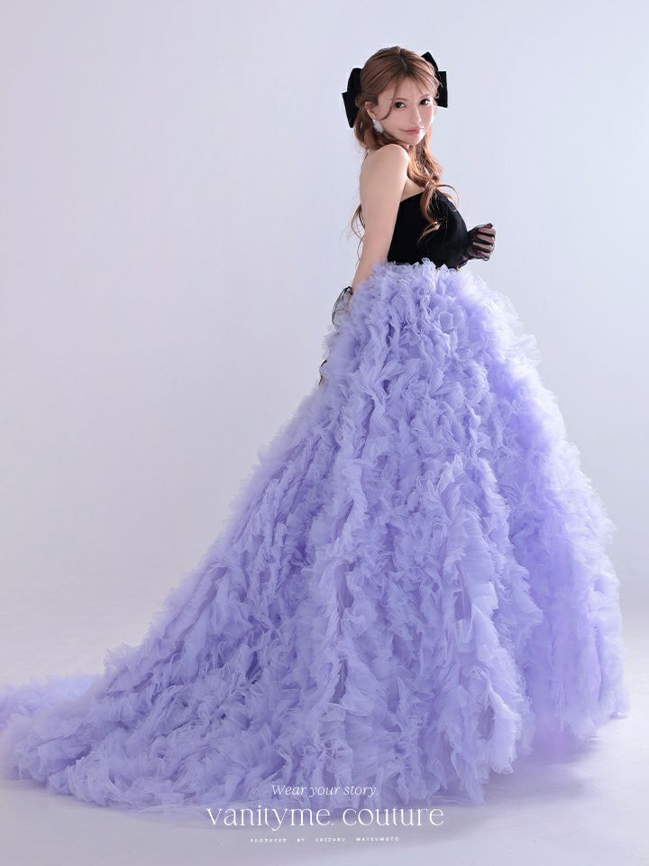vanityME.couture. バニティミークチュール Quartz Ruffle Couture クォーツ・ラッフル・クチュール ロングドレス バースデー 紫 ボリューム vctr-t-25083-1