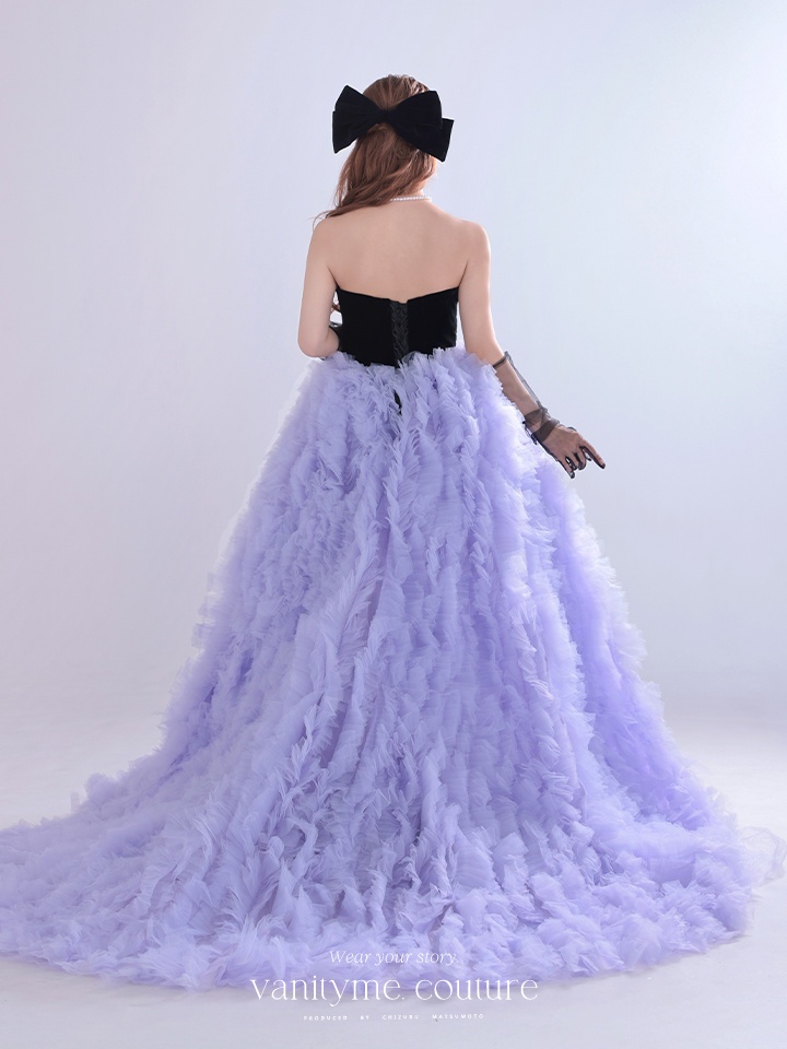 vanityME.couture. バニティミークチュール Quartz Ruffle Couture クォーツ・ラッフル・クチュール ロングドレス バースデー 紫 ボリューム vctr-t-25083-1