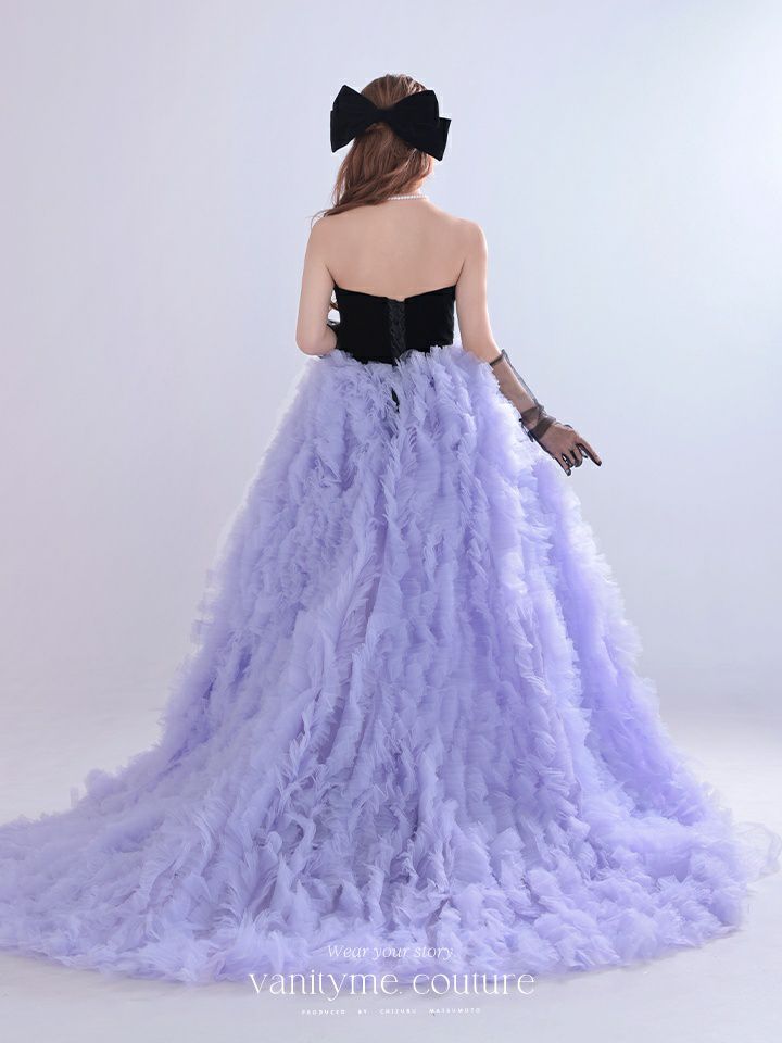 vanityME.couture. バニティミークチュール Quartz Ruffle Couture クォーツ・ラッフル・クチュール ロングドレス バースデー 紫 ボリューム vctr-t-25083-1