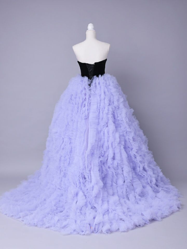 vanityME.couture. バニティミークチュール Quartz Ruffle Couture クォーツ・ラッフル・クチュール ロングドレス バースデー 紫 ボリューム vctr-t-25083-1