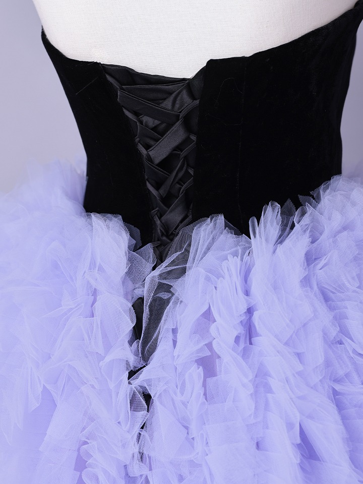 vanityME.couture. バニティミークチュール Quartz Ruffle Couture クォーツ・ラッフル・クチュール ロングドレス バースデー 紫 ボリューム vctr-t-25083-1