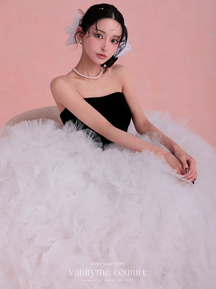 vanityME.couture. バニティミークチュール Quartz Ruffle Couture クォーツ・ラッフル・クチュール ロングドレス バースデー 白 ボリューム vctr-t-25083-2