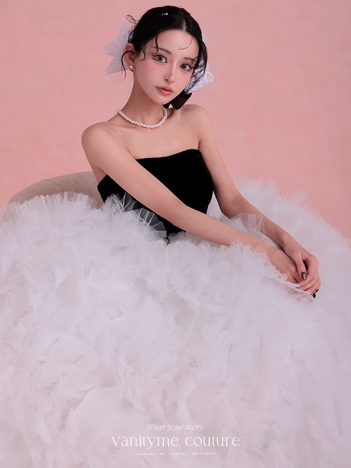 vanityME.couture. バニティミークチュール Quartz Ruffle Couture クォーツ・ラッフル・クチュール ロングドレス バースデー 白 ボリューム vctr-t-25083-2