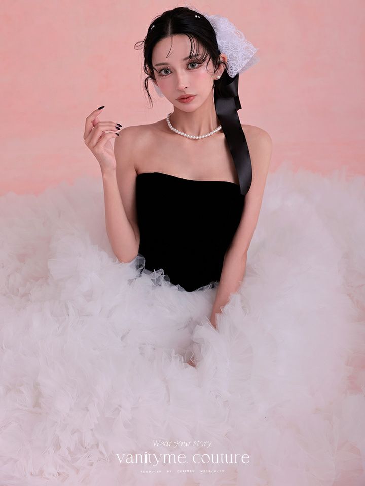 vanityME.couture. バニティミークチュール Quartz Ruffle Couture クォーツ・ラッフル・クチュール ロングドレス バースデー 白 ボリューム vctr-t-25083-2